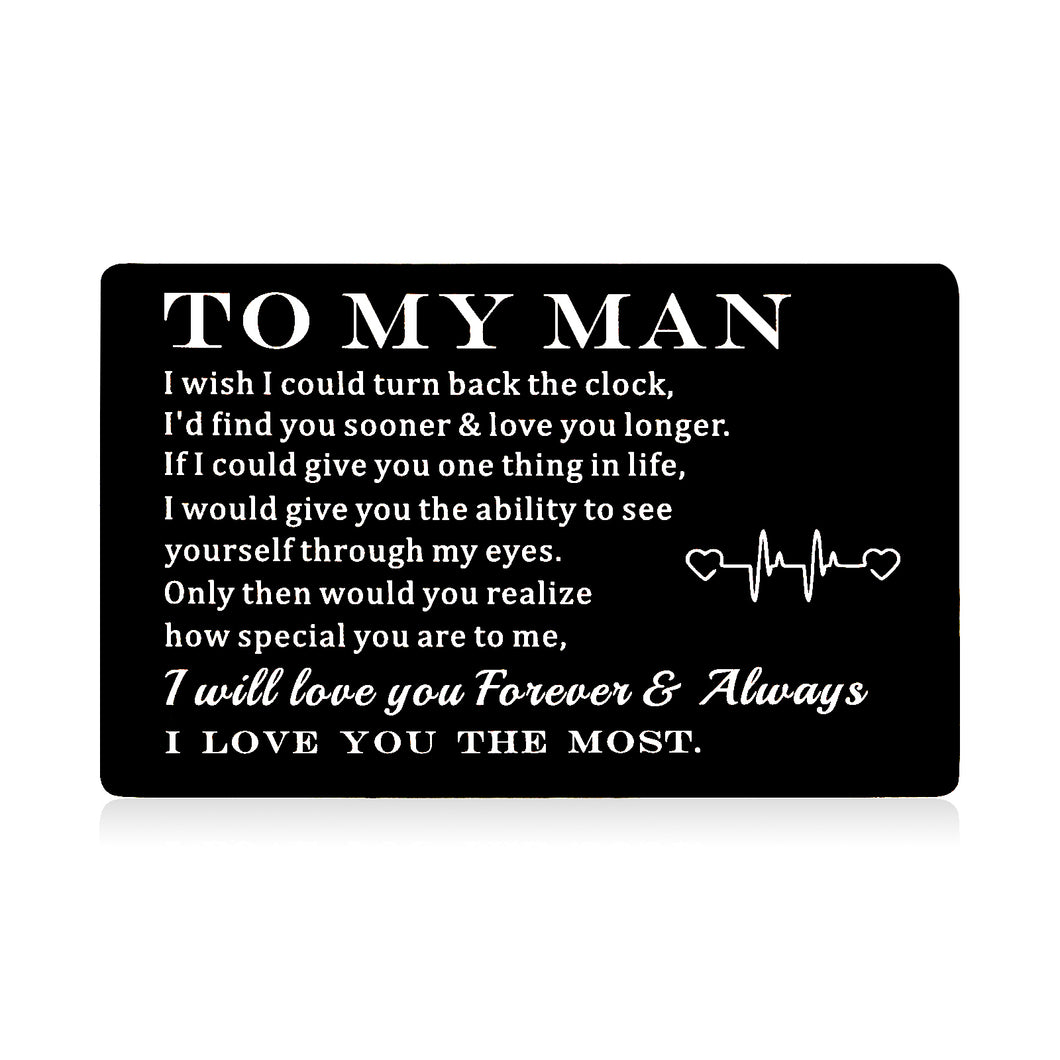 Engraved Love Notes Wallet Insert Card Gifts for Him Husband Fiance to My Man Gifts Boyfriend Hubby Anniversary Valentines Birthday Gifts from Wife Christmas Wedding Engagement Card Gift Groom Men
