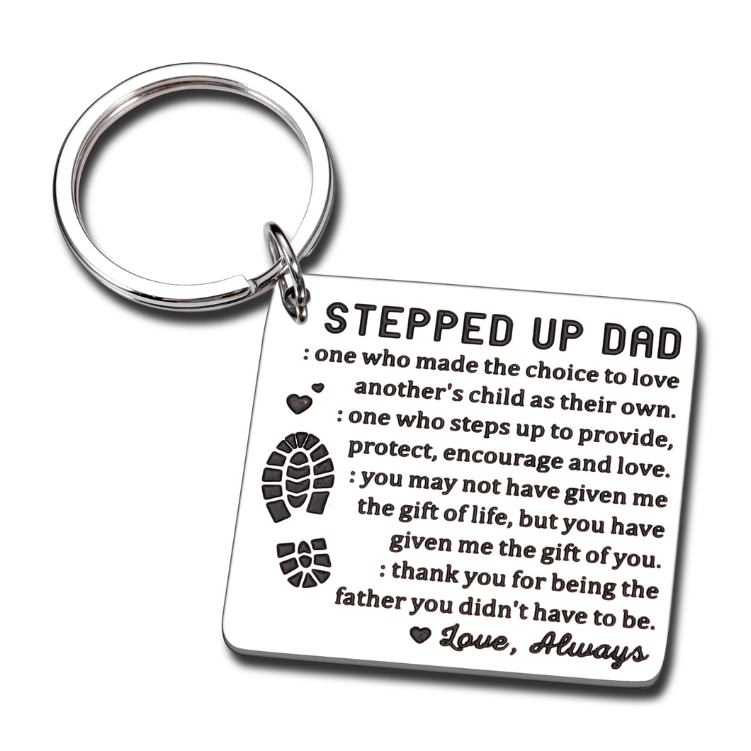 Step Dad Fathers Day Gift Stepdad Keychain Gifts from Kids Stepfather Father In Law Wedding Birthday Christmas Presents from Stepdaughter Wife Daughter to Bonus Dad Valentines Gift Ideas Thanksgiving