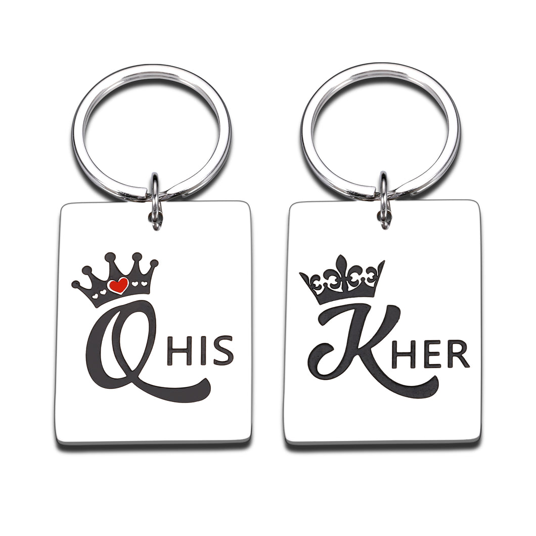 Couple Gifts Matching Keychain His Queen Her King Key Chains Valentines Anniversary Birthday Gifts for Husband Boyfriend Girlfriend Wife Wedding Engagement Gifts for Newlywed Couples Groom Bride to be