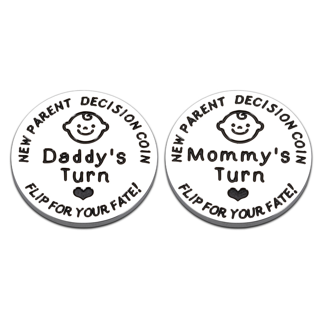 New Parent Decision Coin Gift for First Time Mom Dad Mummy to Be Funny New Baby Gift for Couple Pregnancy Mommy Mothers Fun Christmas Birthday Present Family Gathering Charm Double-Sided